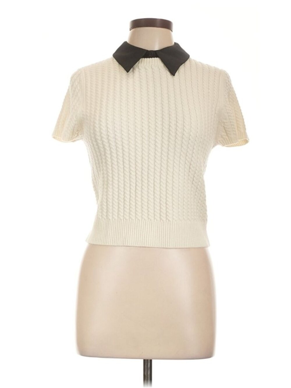 Alice + Olivia Soft White Black Wool Sweater Large NWT $395